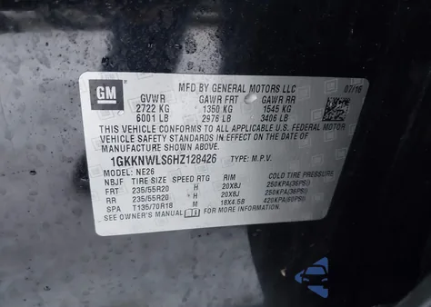 2017 GMC Acadia Slt-2 z USA, uszkodzony, nr VIN 1GKKNWLS6HZ128426